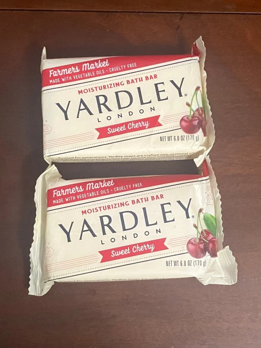 2 Sealed Yardley Sweet Cherry Moisturizing Bath Soap Bar Farmer Market 6 Oz NOS
